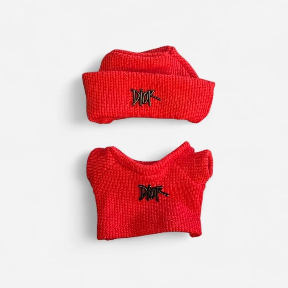 NIB Labubu Designer red top and beanie set.